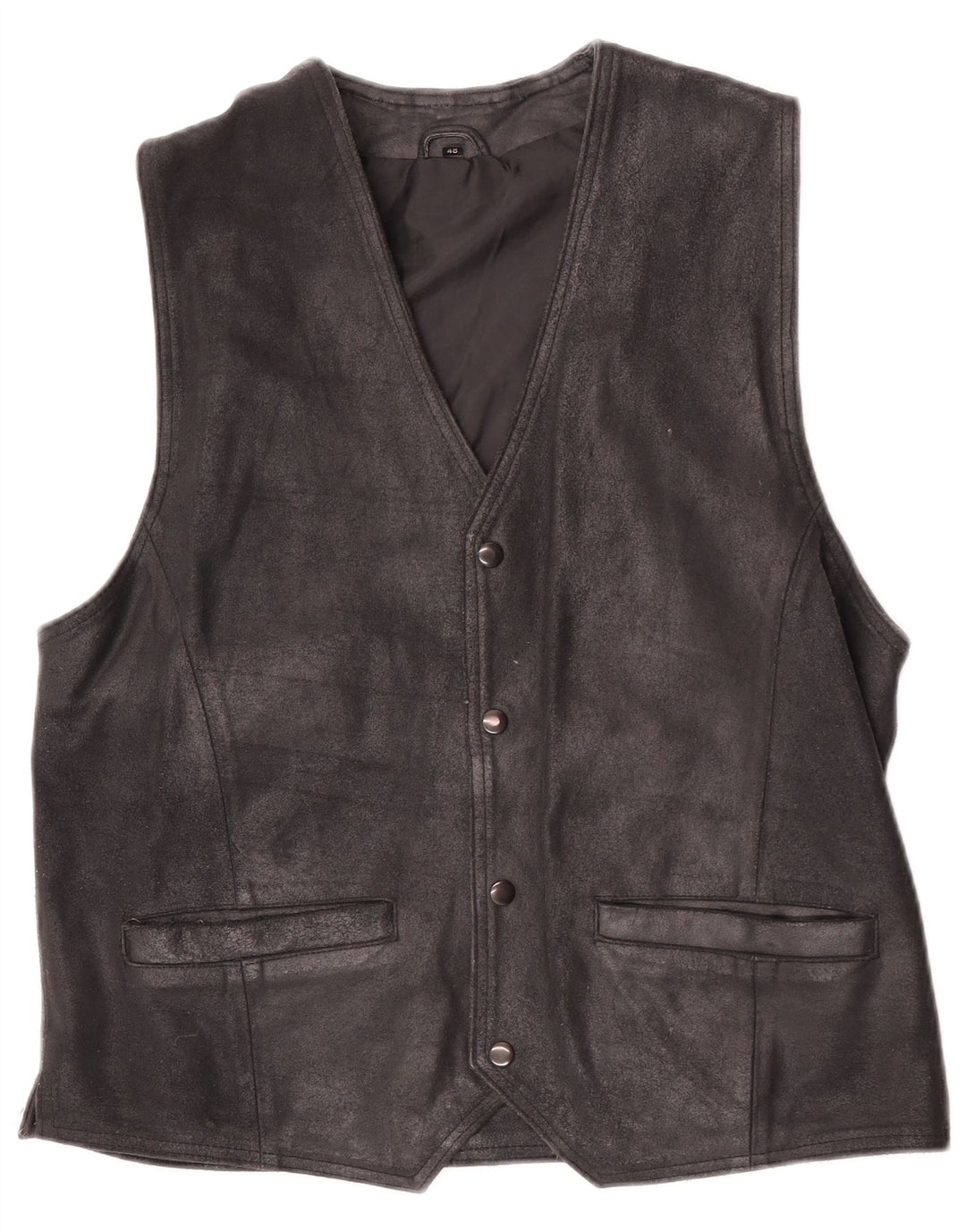 Vestă vintage pentru bărbați din piele intoarsa IT 48 Medium Black Leather