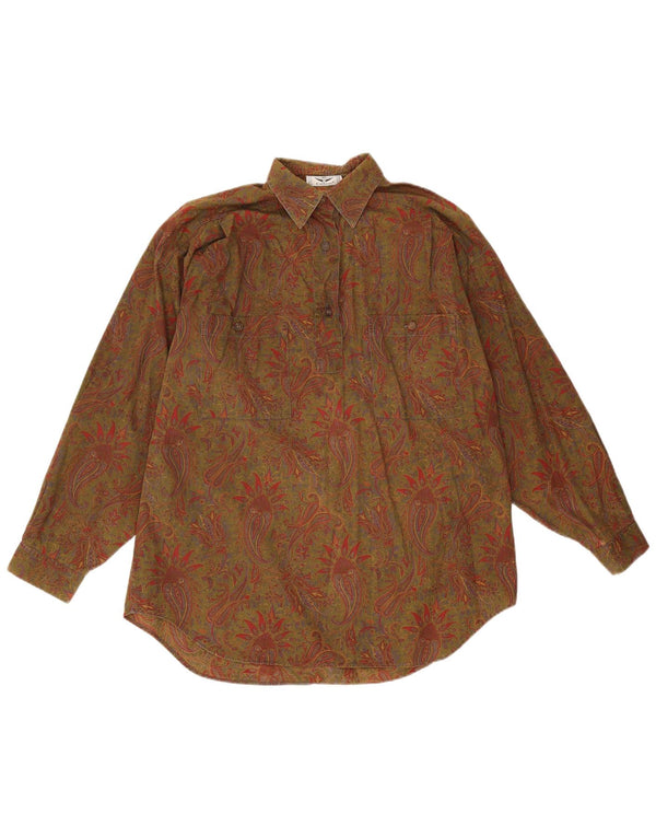 Cămașă Pulover oversize Calbros pentru femei IT 44 Medium Khaki Paisley Bumbac