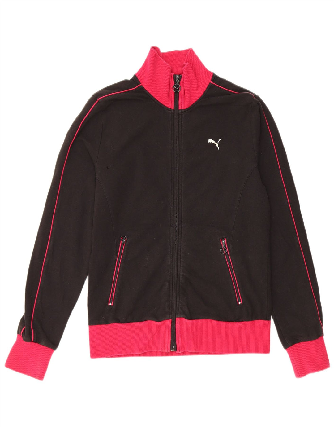 Jachetă de trening PUMA pentru femei UK 12, bumbac color bloc negru mediu
