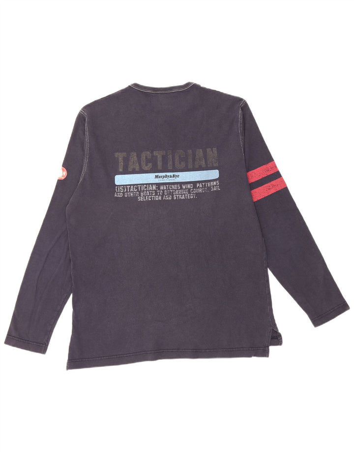 Murphy & Nye Top grafic pentru bărbați cu mânecă lungă, mare, bleumarin, color block