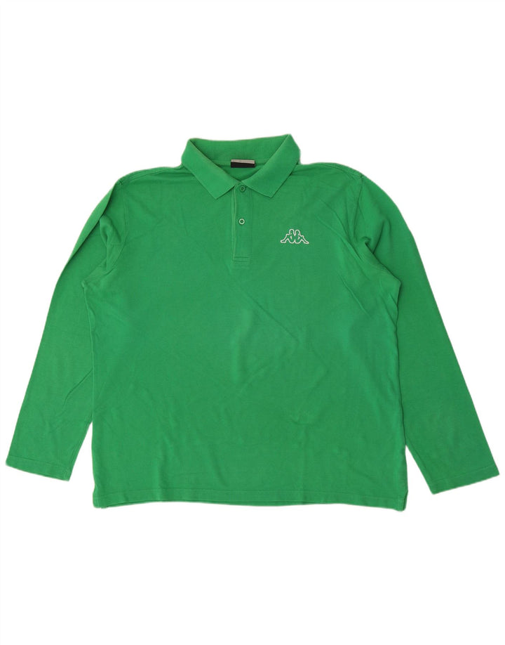 Tricou polo pentru bărbați Kappa cu mânecă lungă, verde mare