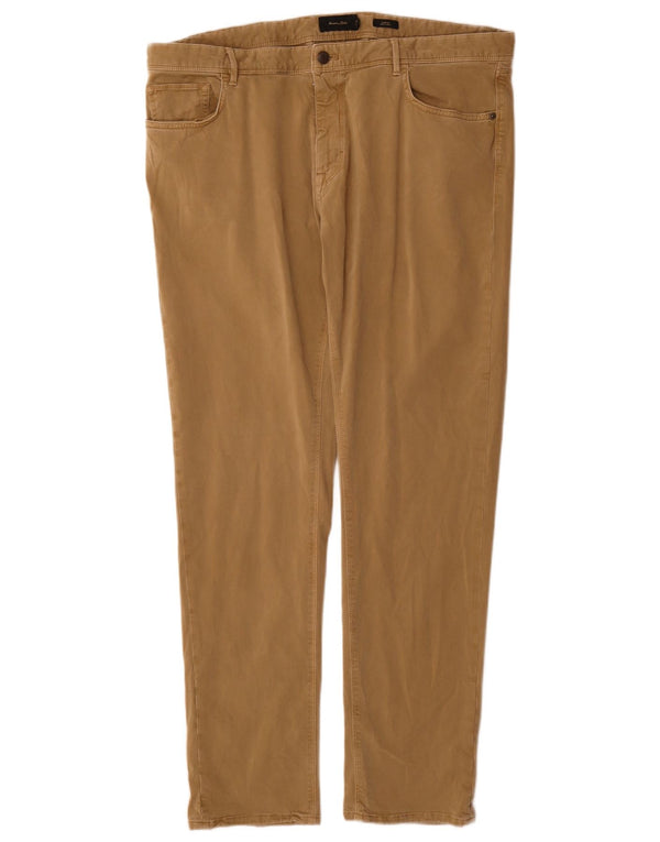 Massimo Dutti Mens Slim Fit Casual Trousers EU 50 2XL W40 L32 Beige Cotton