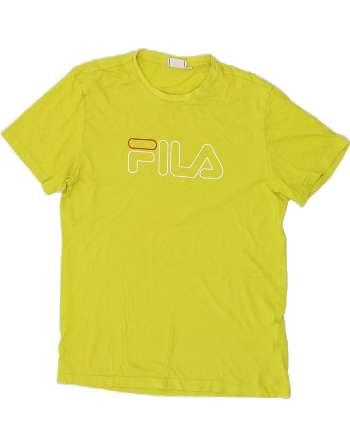 FILA Mens Graphic T-Shirt Top Medium Yellow Cotton | Vintage Fila | Thrift | Second-Hand Fila | Used Clothing | Messina Hembry 