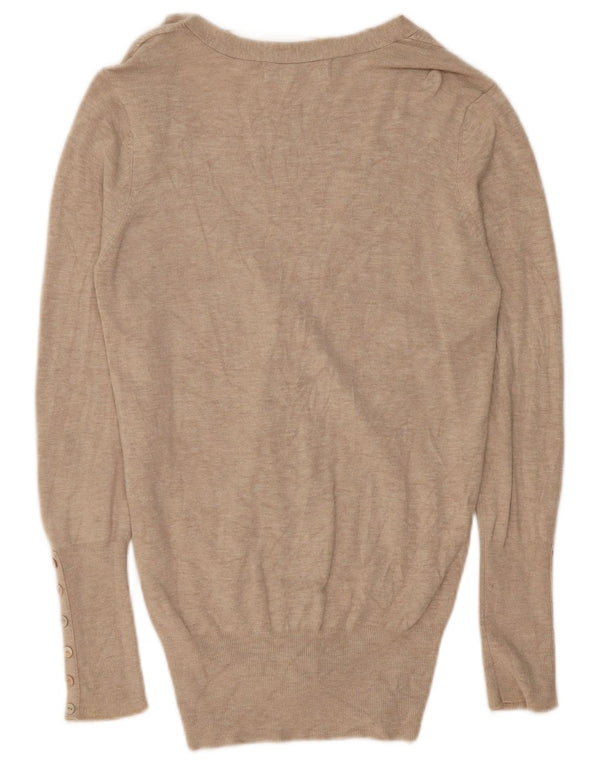 Pulover cardigan pentru femei Zara UK 12 Medium Beige Rayon