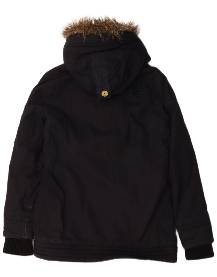 Jachetă Windbreaker pentru femei cu glugă Superdry UK 14 Medium bleumarin bumbac
