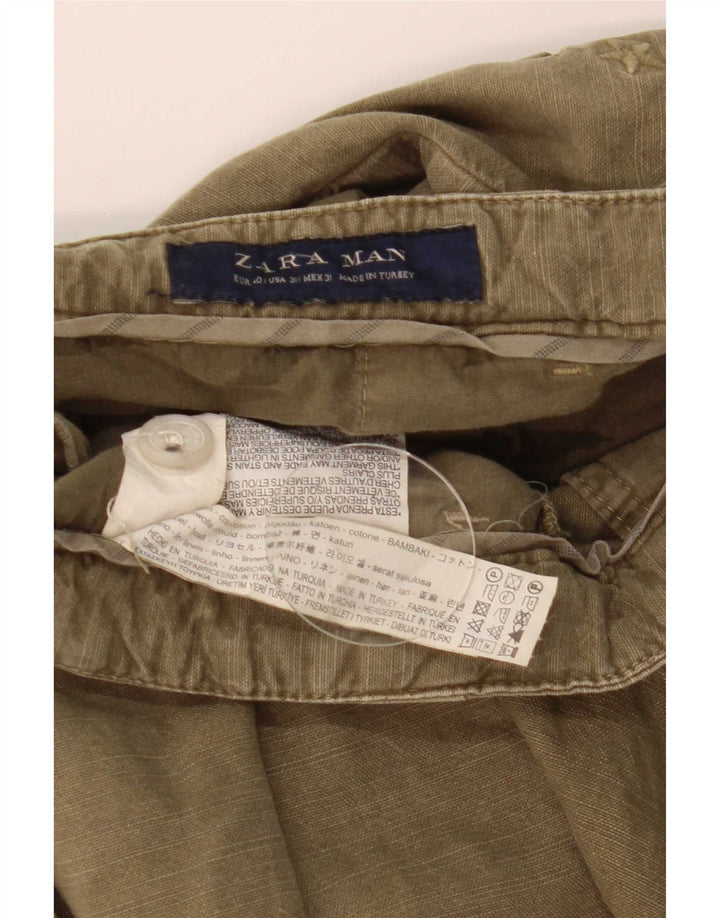 Pantaloni scurți chino pentru bărbați Zara EU 40 Medium W31 Kaki Bumbac