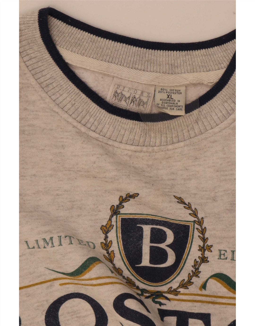 Hanorac grafic Boston pentru bărbați Jumper XL bumbac gri