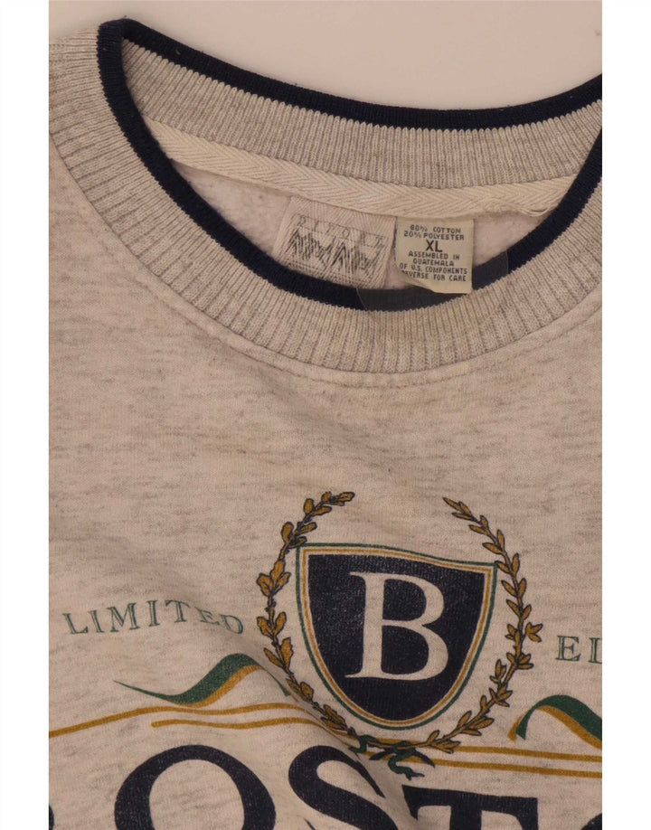 Hanorac grafic Boston pentru bărbați Jumper XL bumbac gri