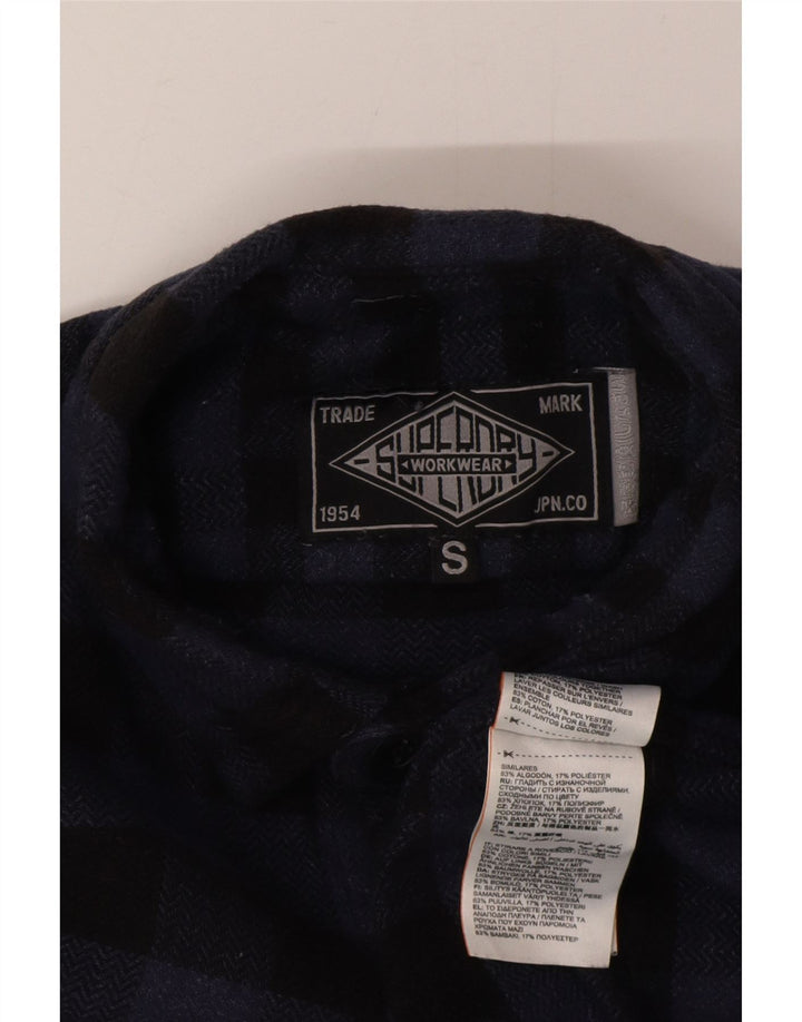 Cămașă de flanel pentru bărbați Superdry, din bumbac cu carouri, albastru bleumarin