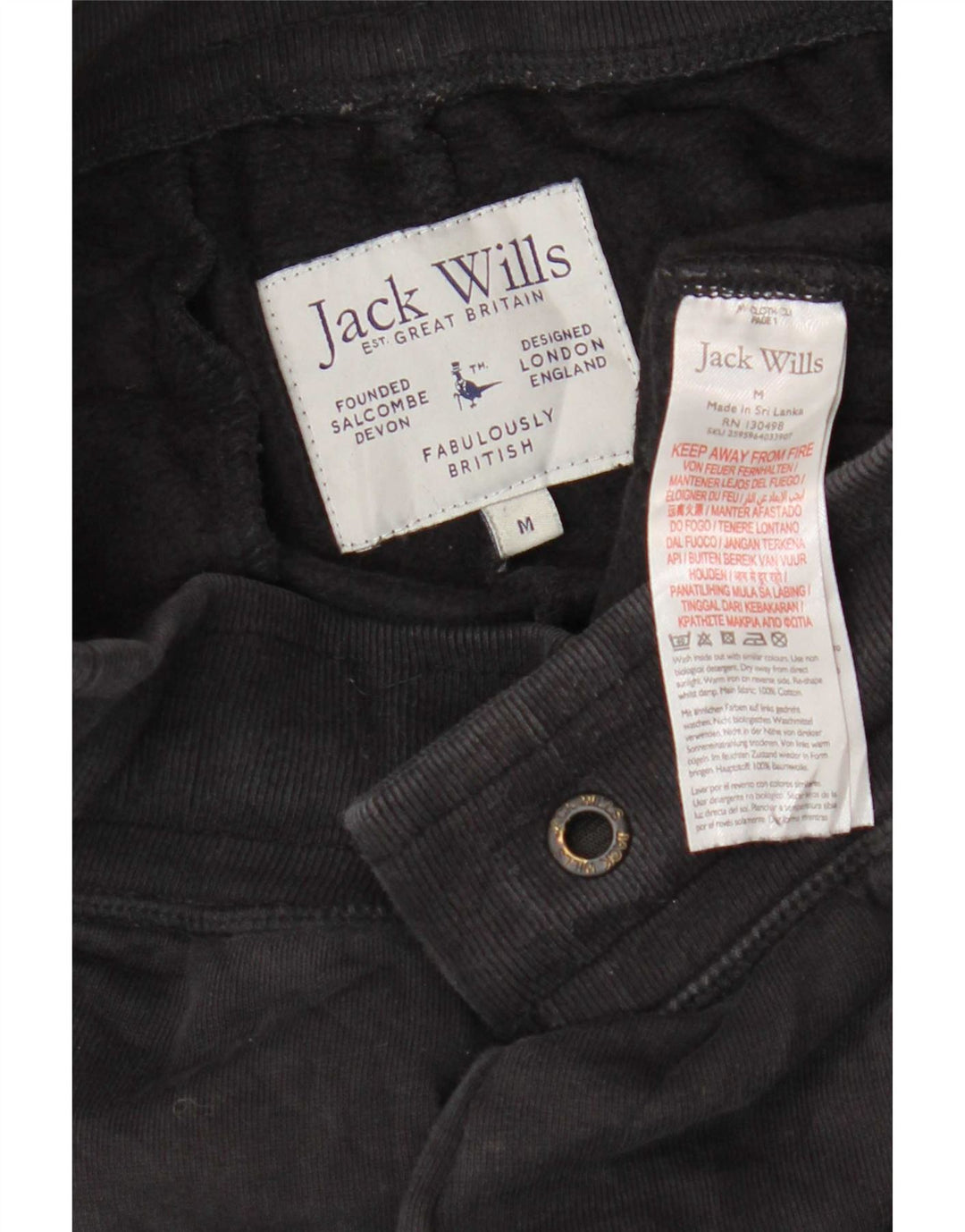 Jack Wills Pantaloni de trening grafic pentru bărbați Pantaloni de jogging, bumbac mediu negru