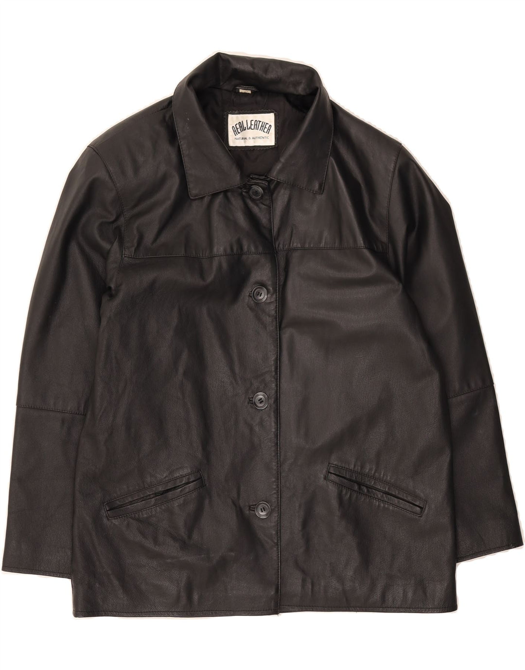 VINTAGE Womens Leather Jacket EU 40 Medium Black Leather Vintage Vintage and Second-Hand Vintage from Messina Hembry 