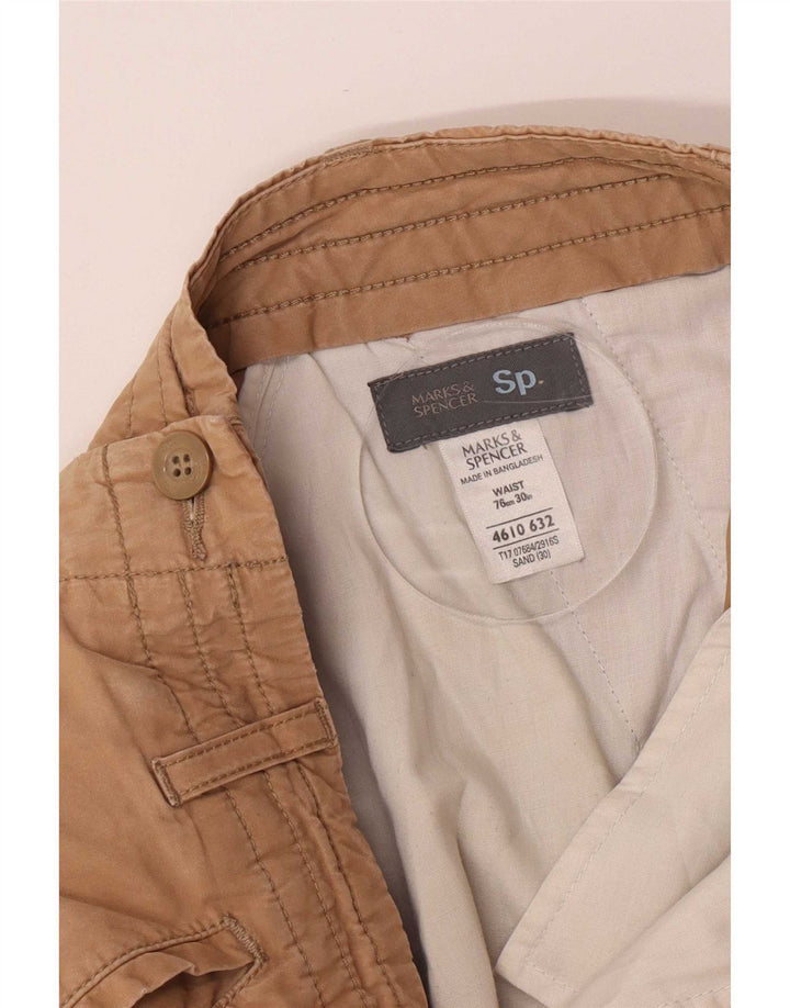 Bermude pentru bărbați Marks & Spencer Cargo W30, bumbac mediu bej