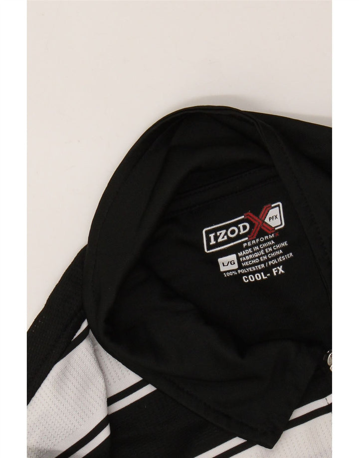 Tricou polo rugby IZOD pentru bărbați, poliester cu dungi negre