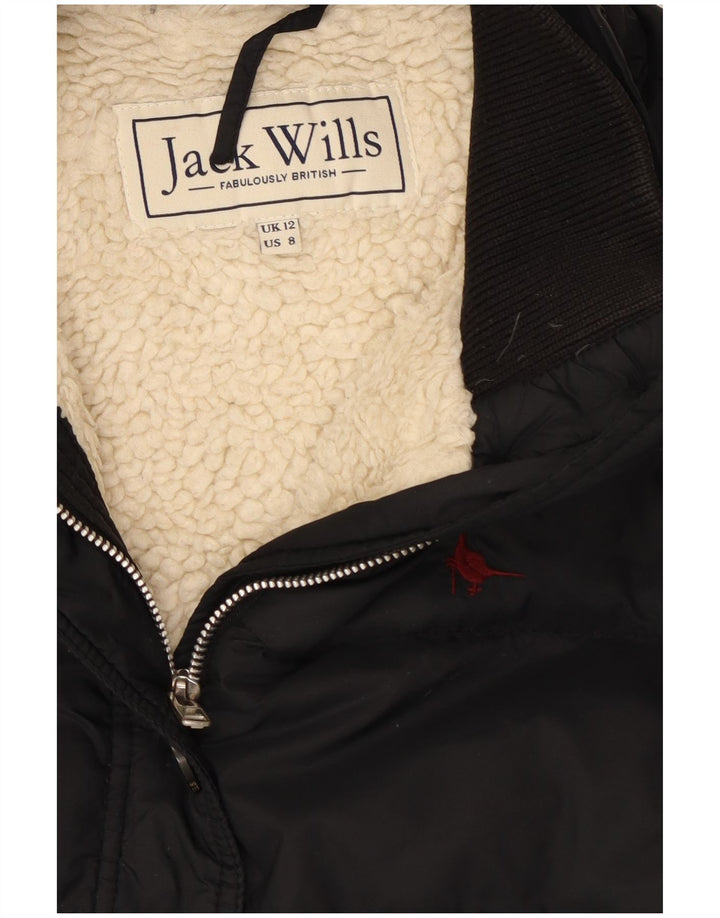 Jack Wills pentru femei Sherpa Jacket UK 12 Medium Black Nylon