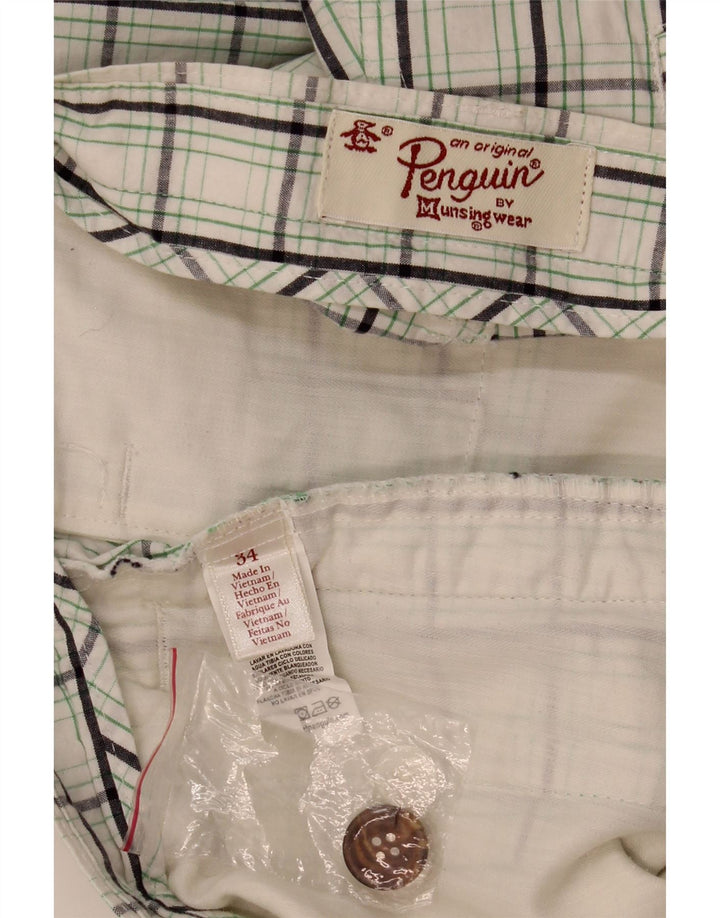 Pantaloni scurți chino pentru bărbați PENGUIN W34, bumbac cu carouri albe mari