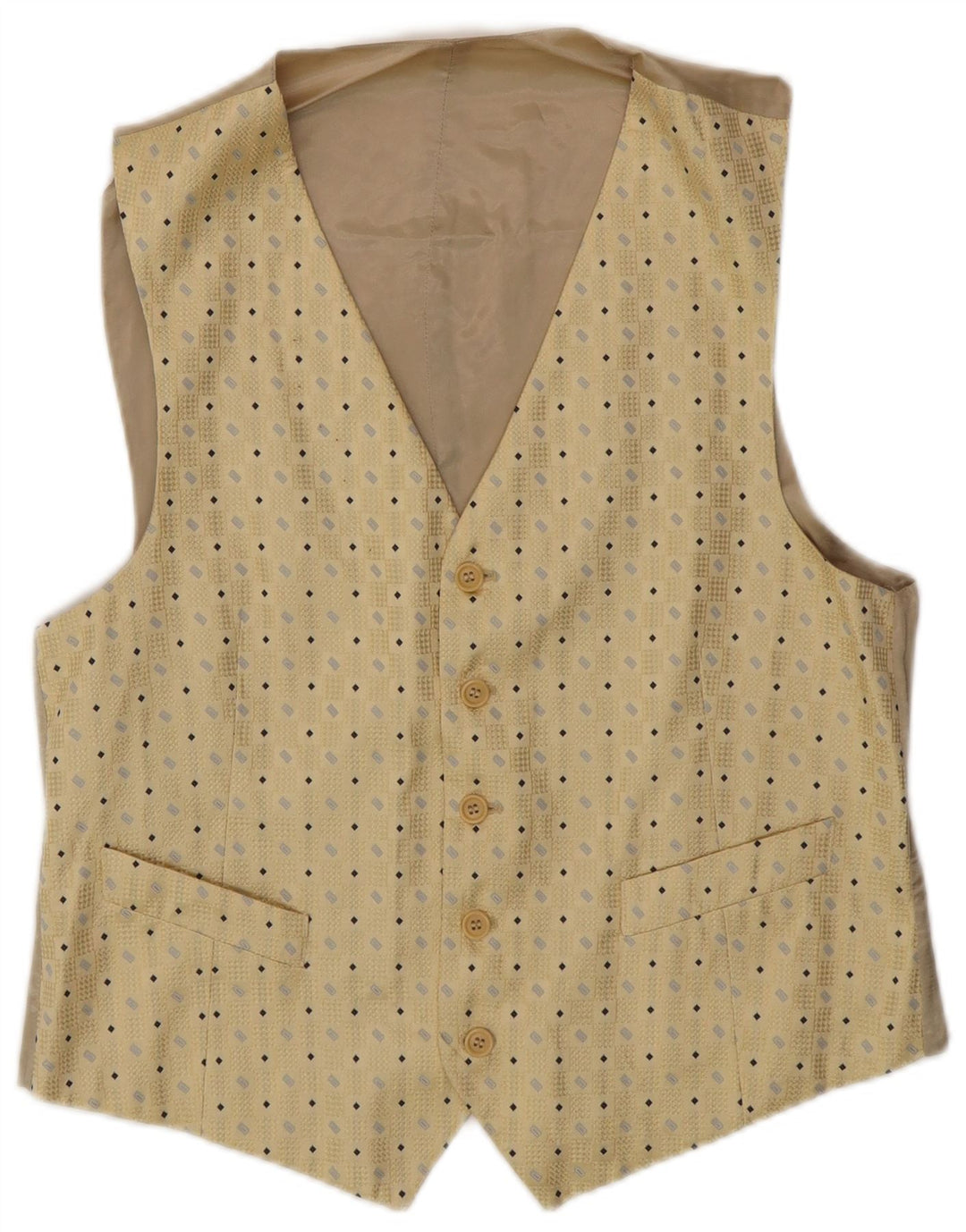 Vestă Vintage Bărbați IT 50 Medium Bej Geometric Matase