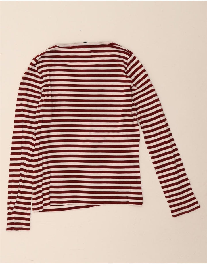 Top pentru femei Gant cu mânecă lungă UK 12 Medium Burgundy cu dungi