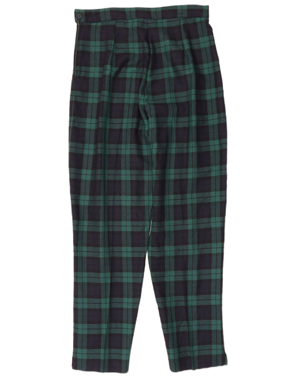 Pantaloni de costum vintage pentru femei conice L30 L30 Lână cu carouri bleumarin