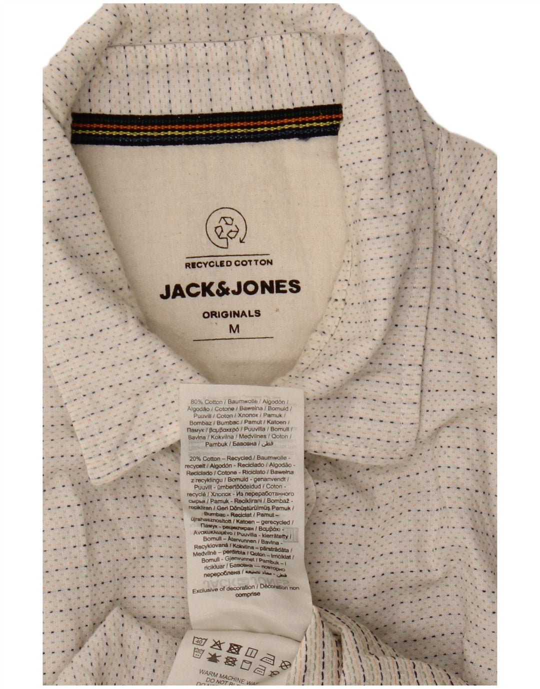 Cămașă Jack & Jones pentru bărbați cu mânecă scurtă, bumbac cu pete alb, mediu