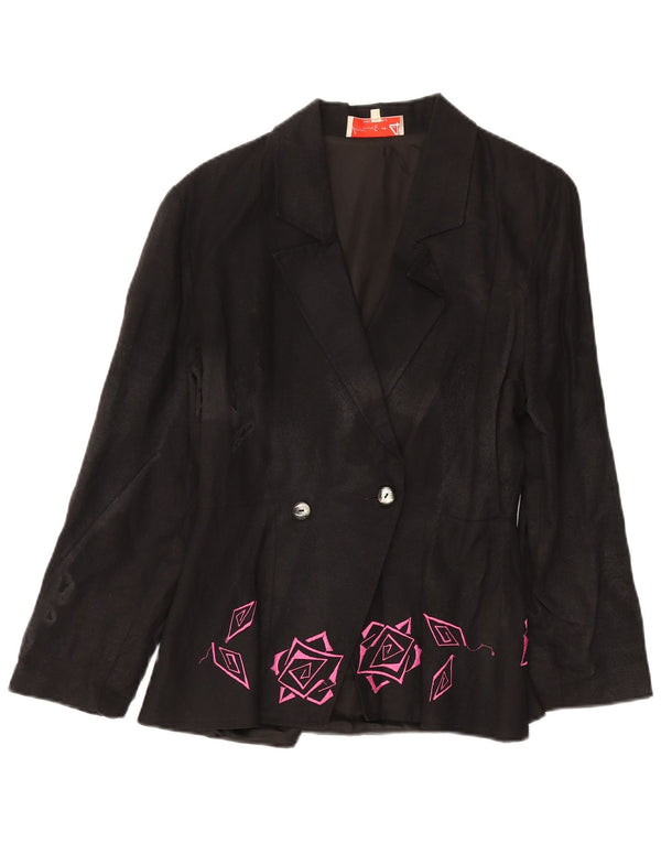 Anna Lugli Jachetă Blazer pentru femei la dublu piept IT 42 Medium Black Floral