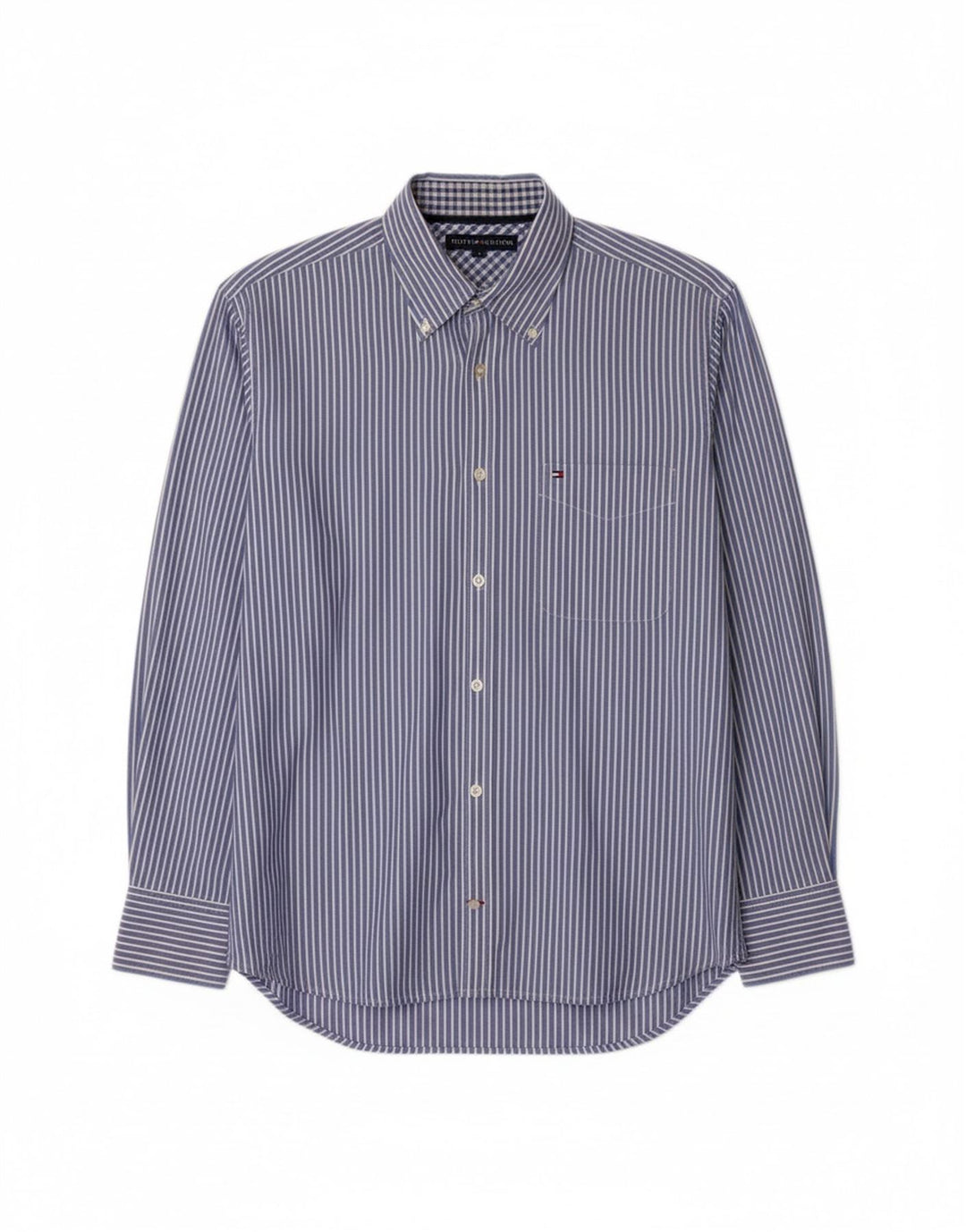 TOMMY HILFIGER Mens Shirt Medium Blue Striped Cotton