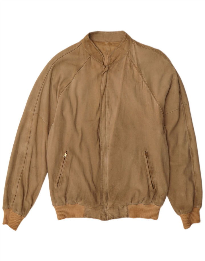 Bomber vintage pentru bărbați din piele intoarsa IT 52 XL maro bumbac