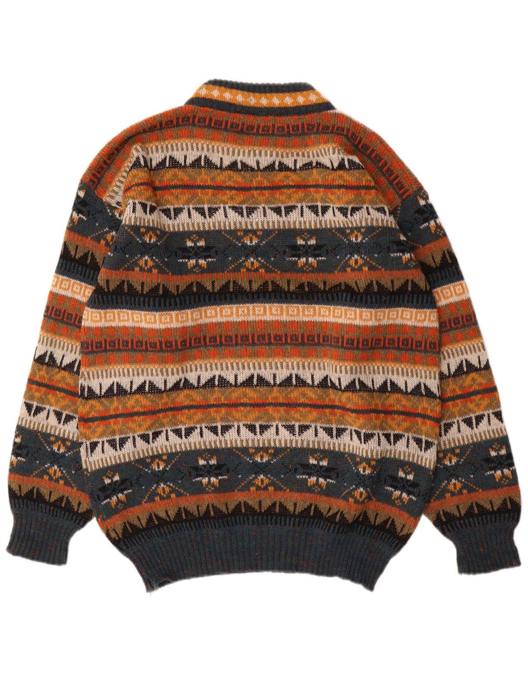 Pulover vintage pentru bărbați cu gât țestoasă, mare, multicolor, Fair Isle