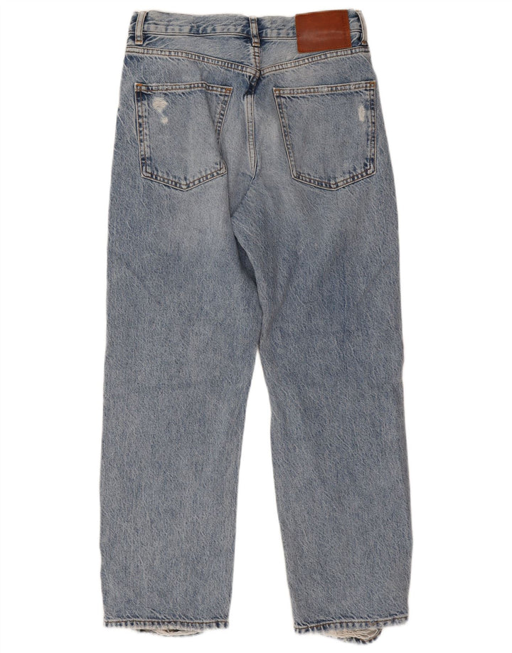 Blugi drepti distressed pentru femei Zara EU 38 Mici L28 L27 Albastru