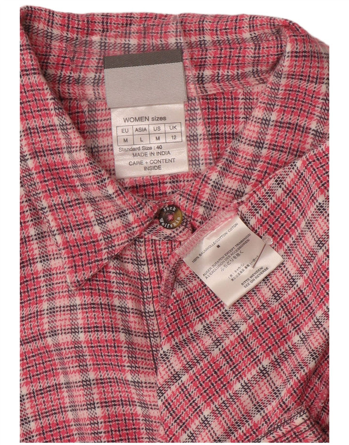 JACK WOLFSKIN Womens Flannel Shirt UK 12 Medium Pink Check Cotton