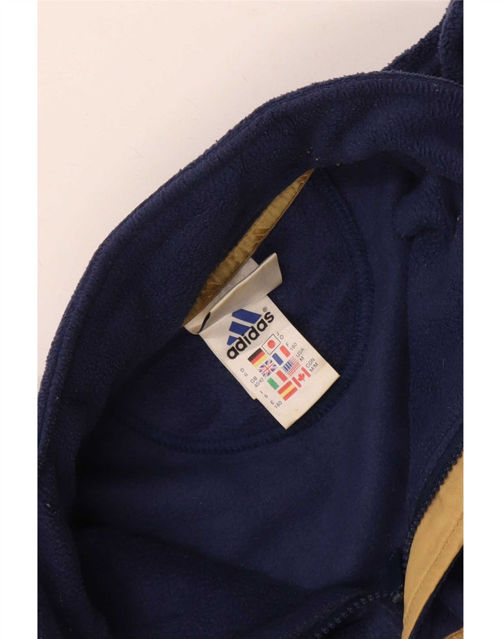 Pulover pentru bărbați Adidas, cu fermoar și gât, din lână, Marea Britanie 40/42, poliester mediu albastru bleumarin