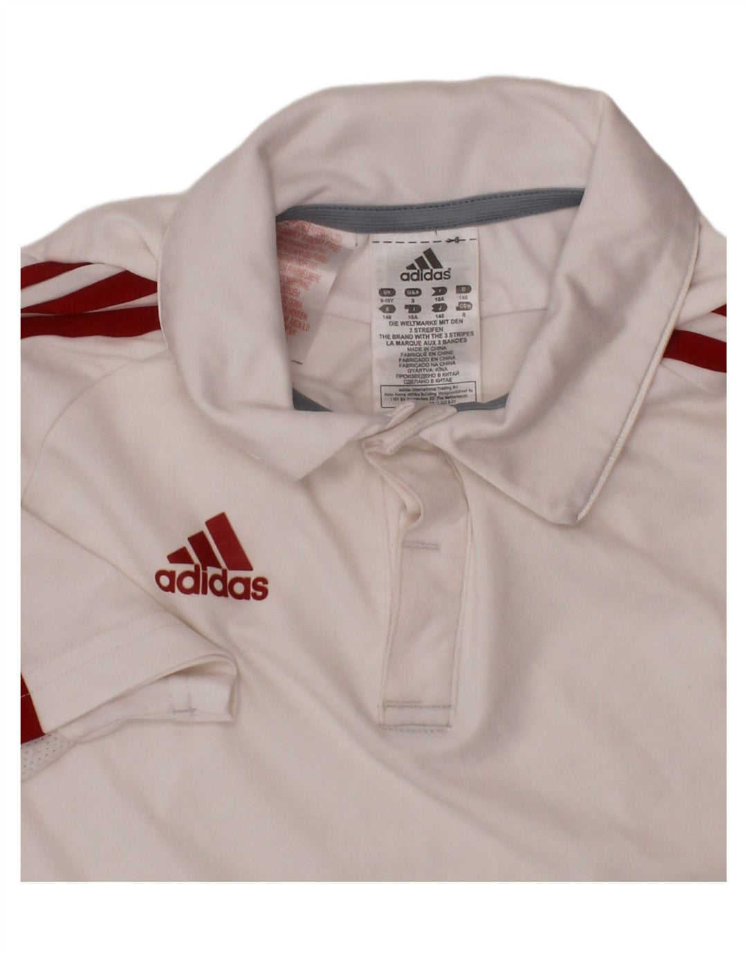 Tricou polo ADIDAS Climacool pentru baieti 9-10 ani poliester alb