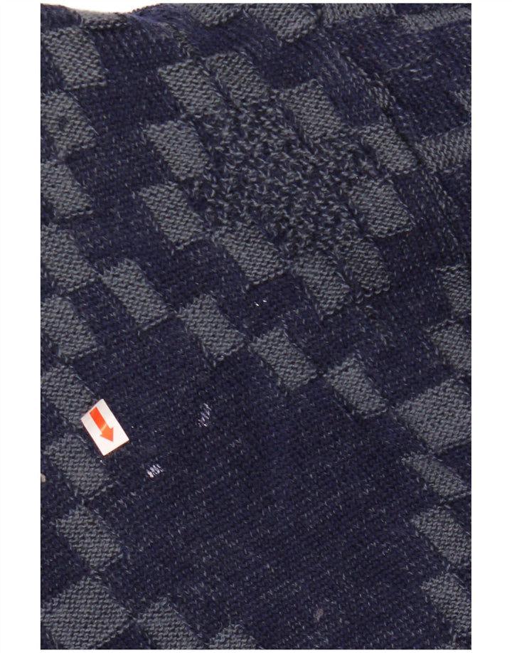 Pulover cardigan pentru bărbați VINTAGE, mare, din viscoză geometrică, albastru