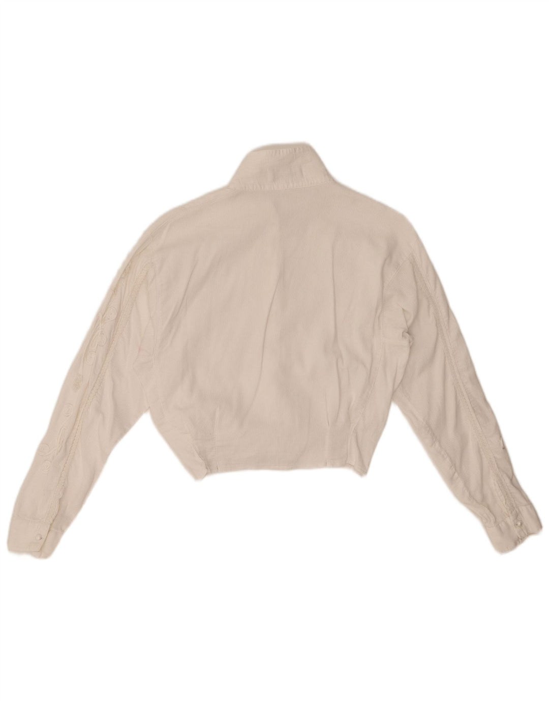 LES COPAINS Bluză cămașă din velur crop pentru femei UK 12 Medium White Floral