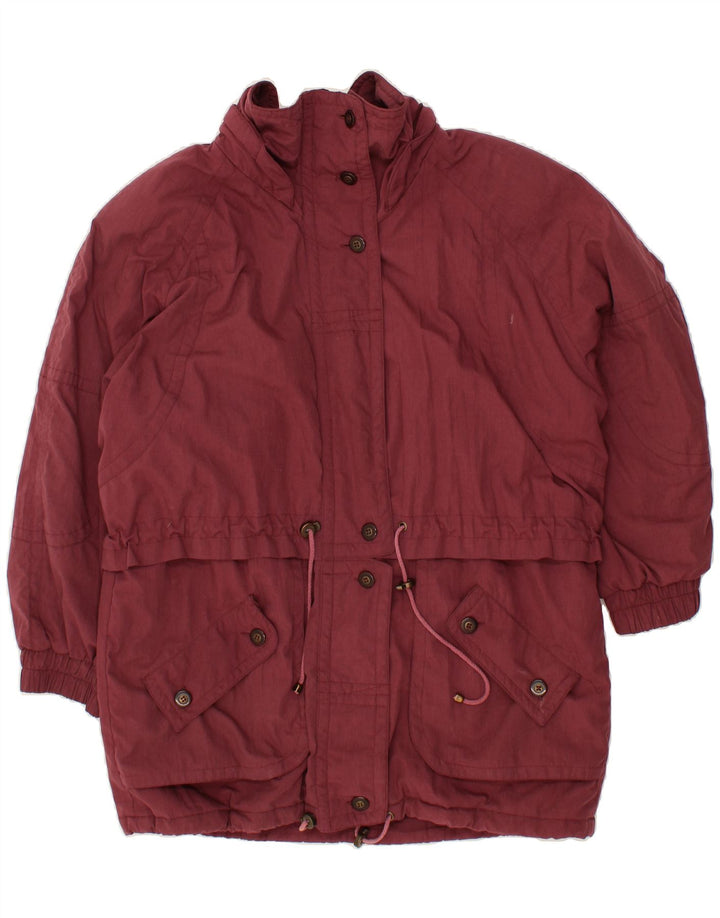 VINTAGE Womens Oversized Utility Jacket IT 40 Small Burgundy Polyester Vintage Vintage and Second-Hand Vintage from Messina Hembry 