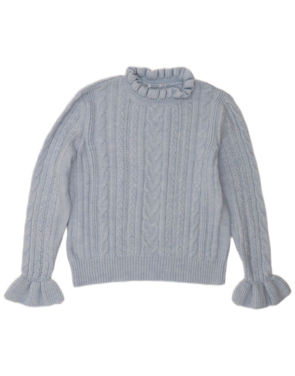 Pulover vintage pentru femei cu decolteu triplu UK 16 Large Blue