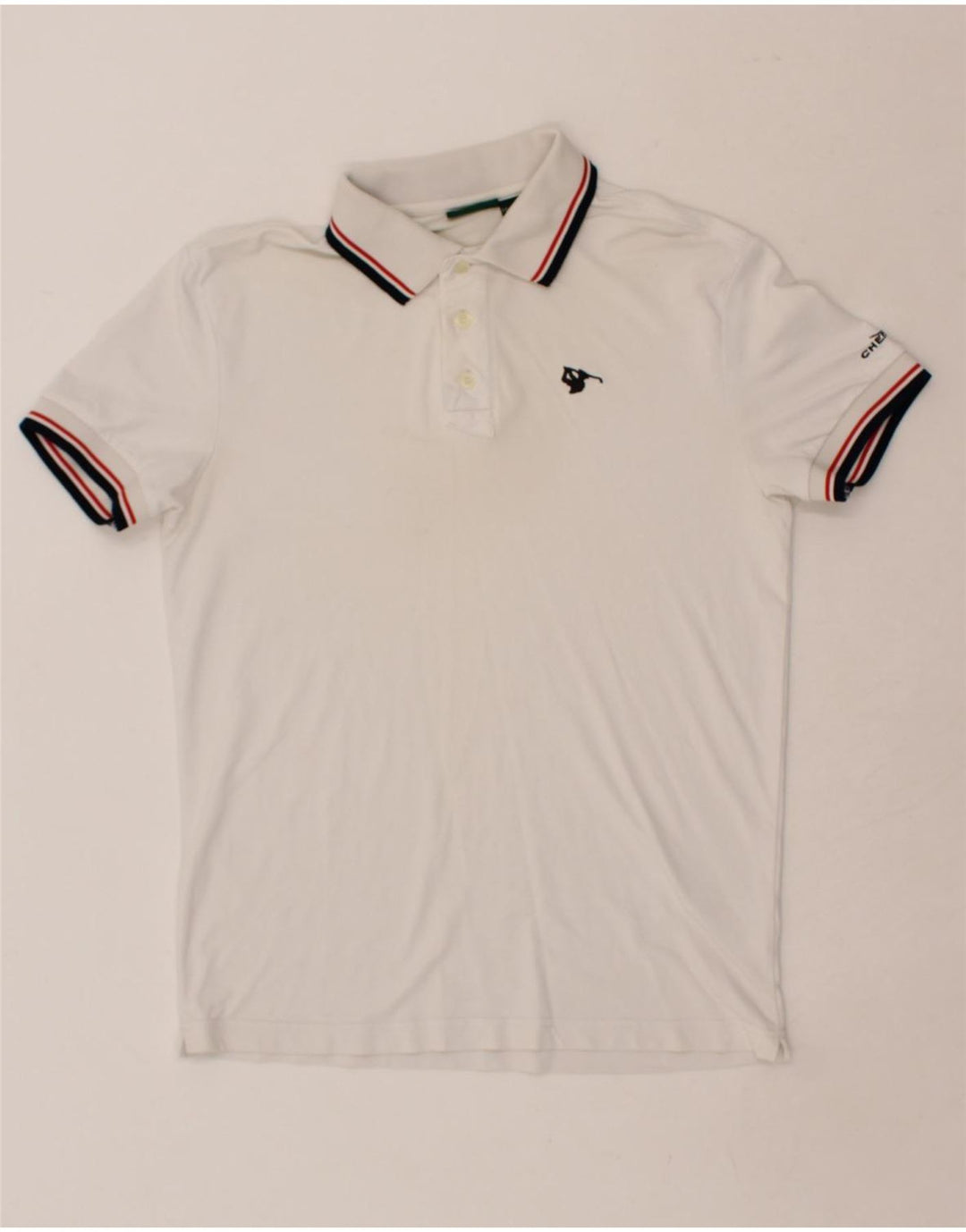 CHERVO Mens Polo Shirt Medium White Cotton Vintage Chervo and Second-Hand Chervo from Messina Hembry 