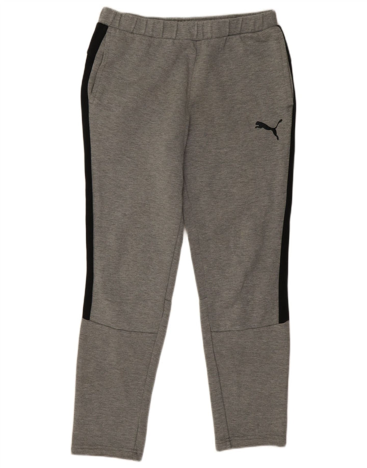 Pantaloni de trening Puma pentru bărbați, bumbac color bloc, gri mediu