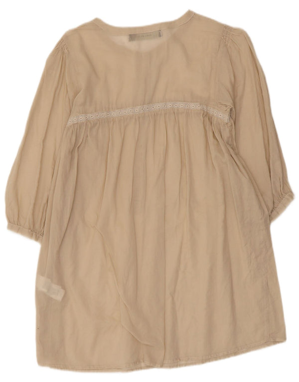 Rochie tunică cu mâneci 3/4 pentru femei Zara UK 10 mic, bej, bumbac
