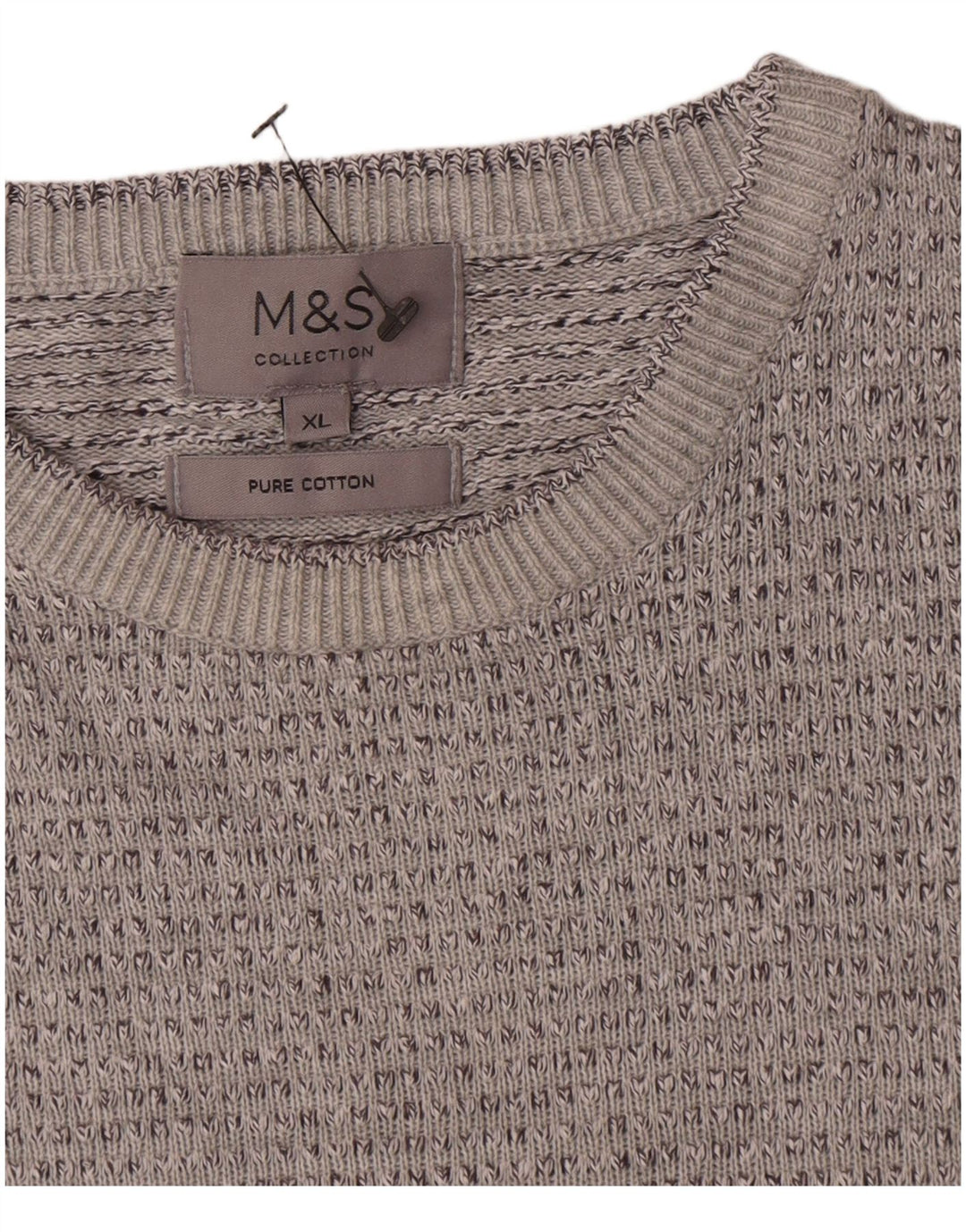 Pulover pentru bărbați Marks & Spencer cu gât roșu, XL, bumbac cu pete gri