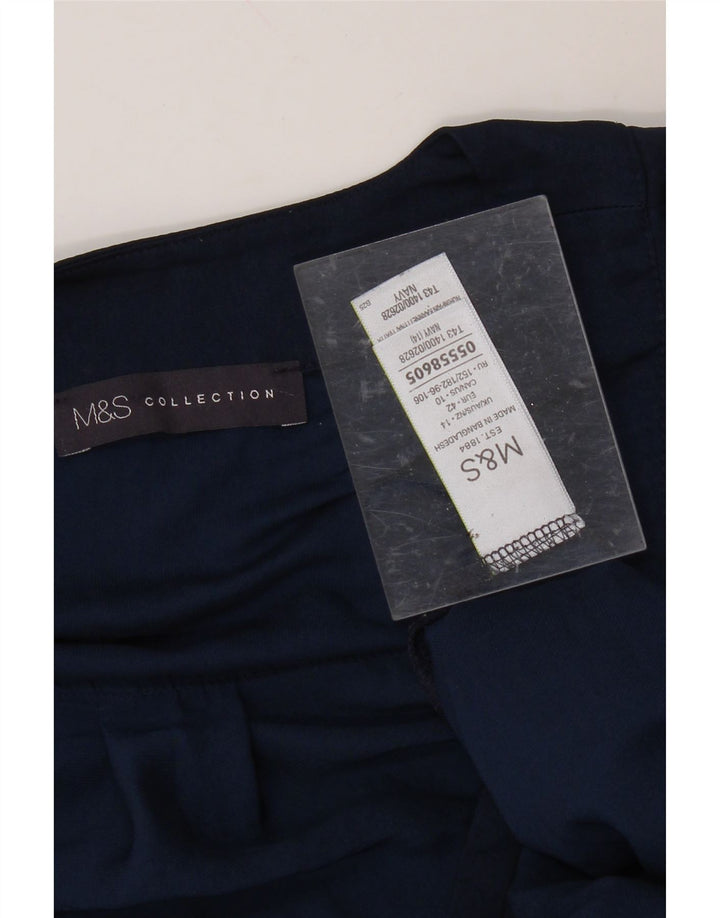MARKS & SPENCER Womens Blouse Top UK 14 Large Navy Blue Polyester