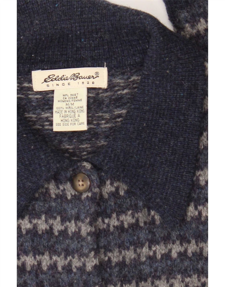 Pulover cardigan pentru femei Eddie Bauer UK 14 mediu bleumarin din lână picior de gală
