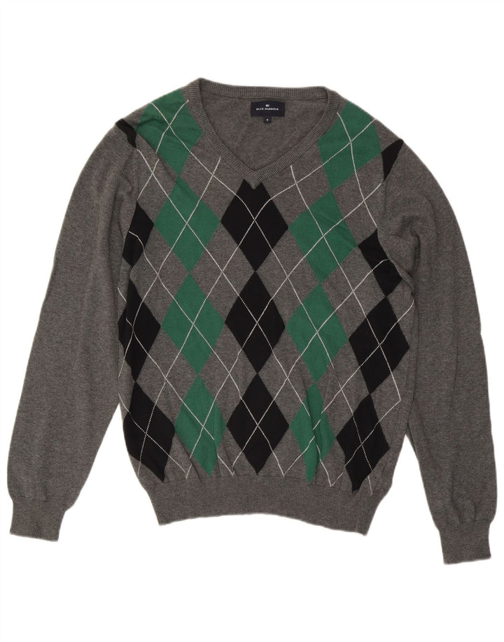 Pulover cu decolteu în V Blue Harbour pentru bărbați Marks & Spencer, gri mediu