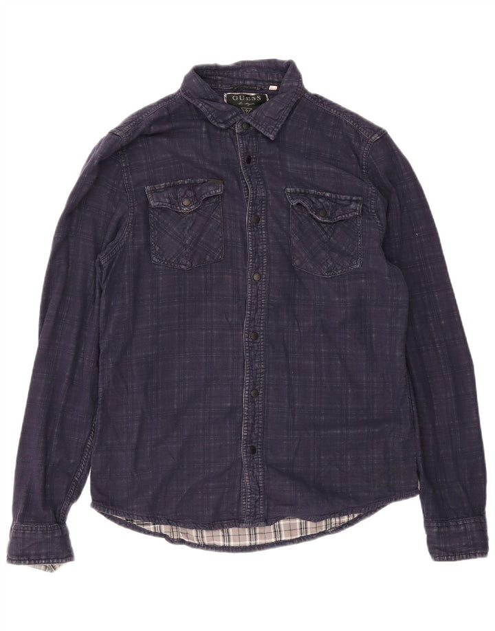 Cămașă Guess pentru bărbați, mărimea 36, bumbac cu carouri, albastru bleumarin
