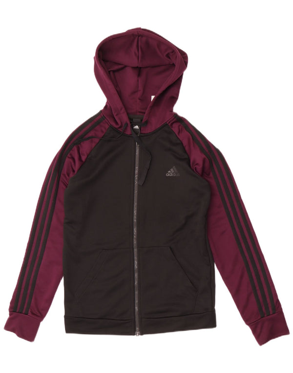 Pulover Adidas pentru femei, cu fermoar, cu capota, UK 12/14 Medium Black Colorblock