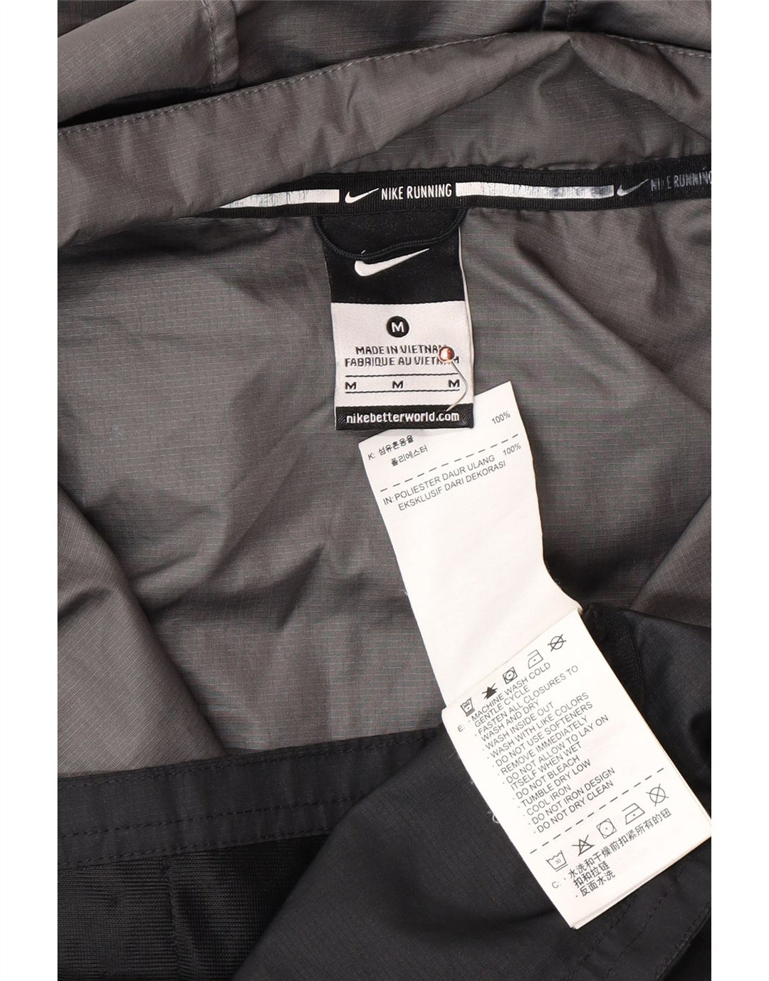 Jachetă de ploaie cu glugă NIKE pentru bărbați UK 38 Medium Black Colorblock Poliester