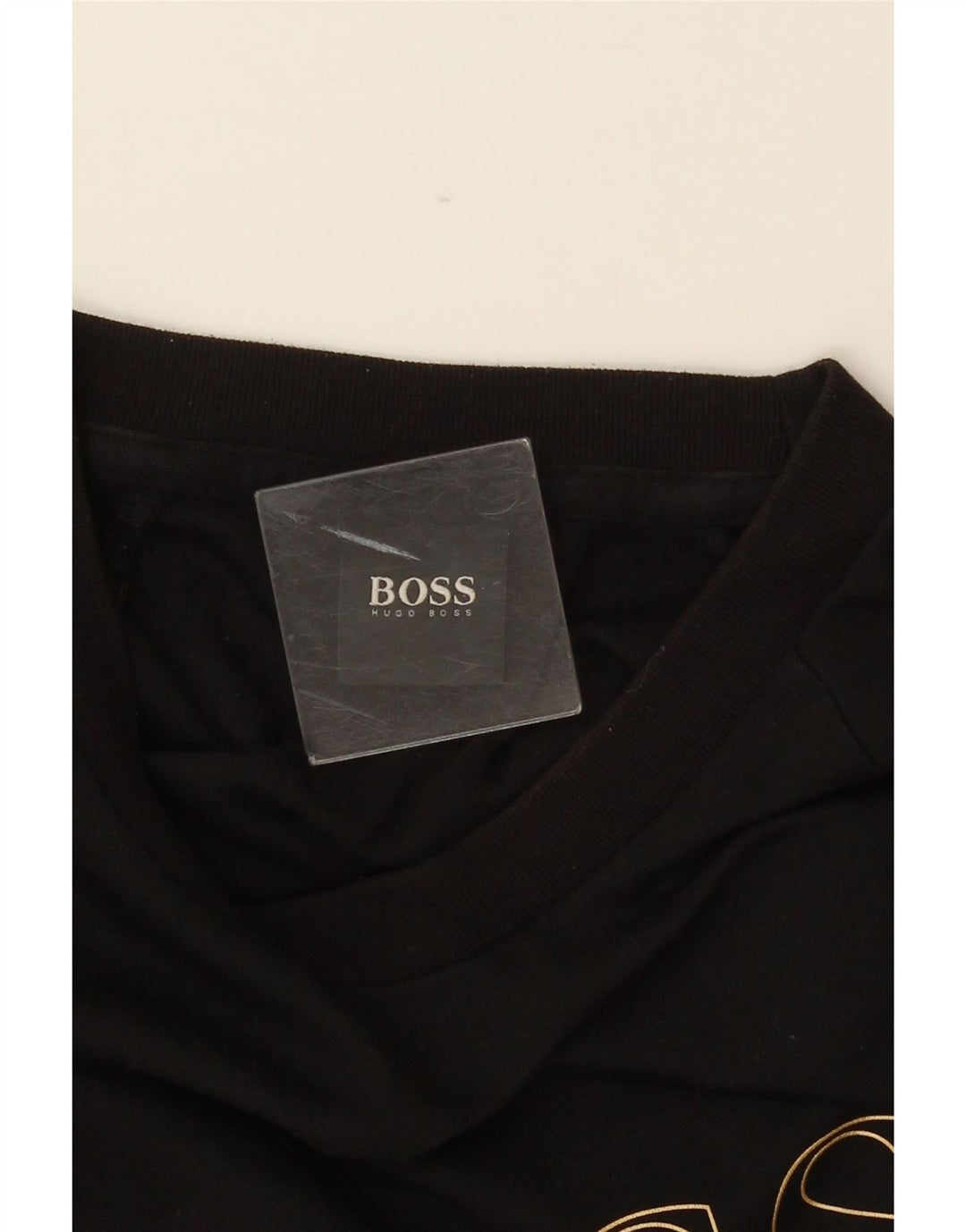 Hanorac grafic pentru bărbați HUGO BOSS Pulover mediu bumbac negru