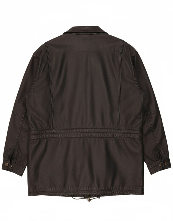 VINTAGE Mens Leather Jacket UK 42 XL Black Leather