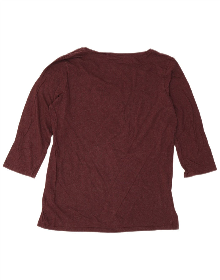 Fat Face pentru femei Top cu mâneci 3/4 UK 14 Medium Burgundy Bumbac