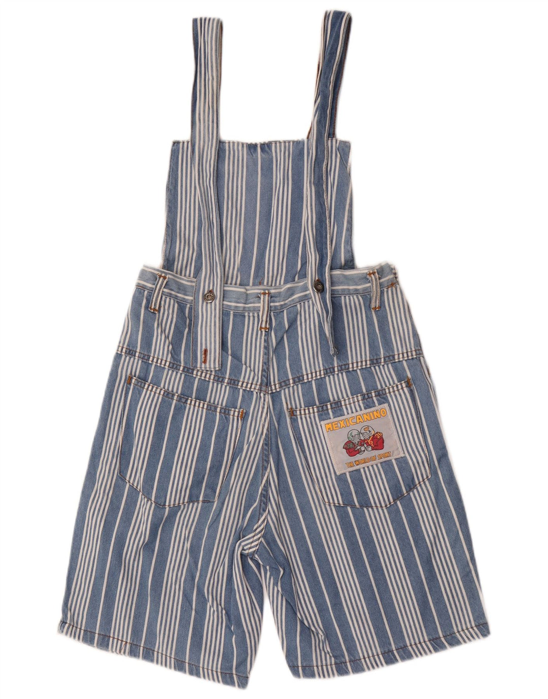 Pantaloni scurti salopete vintage pentru femei W28 Medium Blue Striped