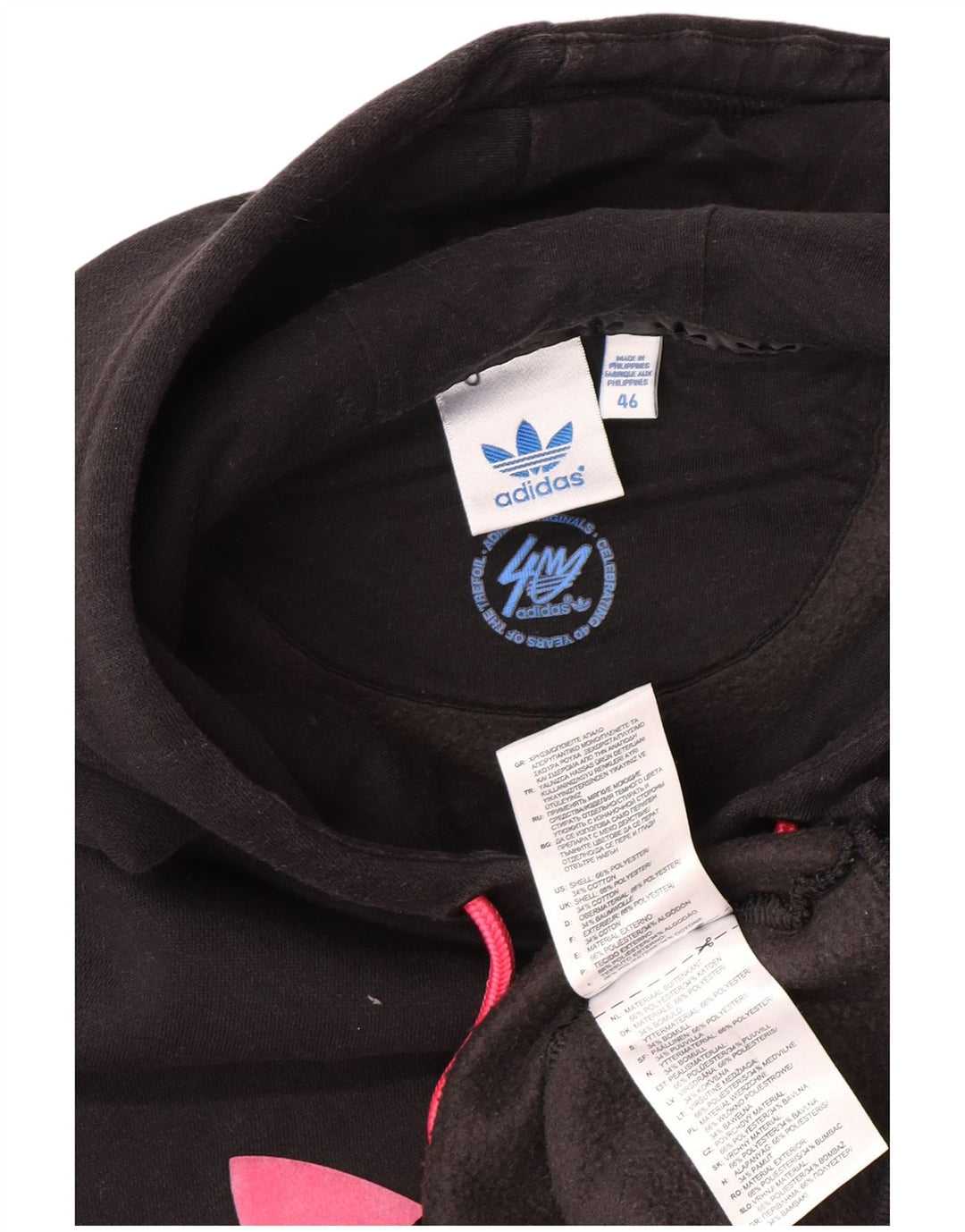 Pulover cu glugă cu grafic pentru femei Adidas IT 46 Poliester negru mare